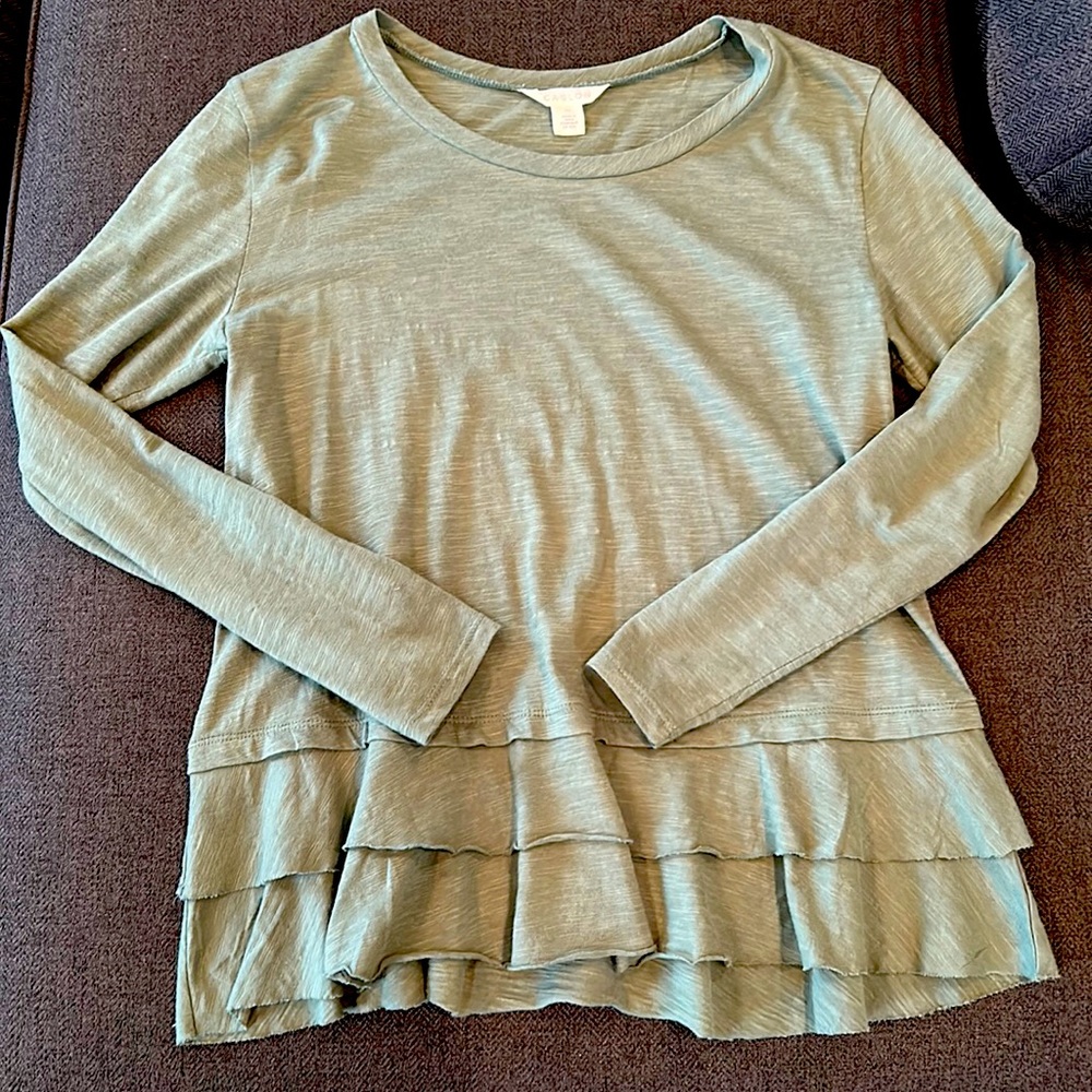 Caslon Tiered Raw Hem Top XS